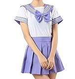 WenHong Japan School Uniform Dress Cosplay Costume Anime Girl Lady Lolita (Asia Small, Purple02)