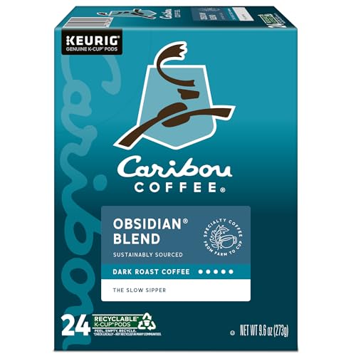 CARIBOU COFFEE OBSIDIAN KEURIG SINGLE-SERVE K-CUP POD, MEDIUM ROAST COFFEE 24 CT