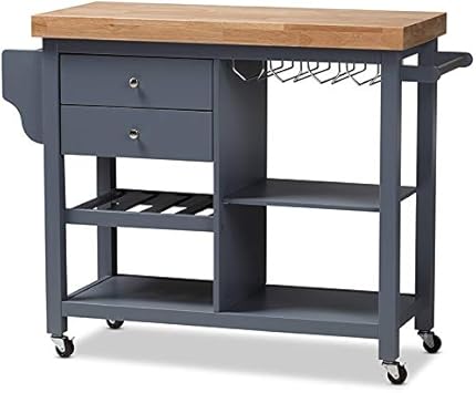 Amazon Com Baxton Studio Sunderland Kitchen Cart In Gray