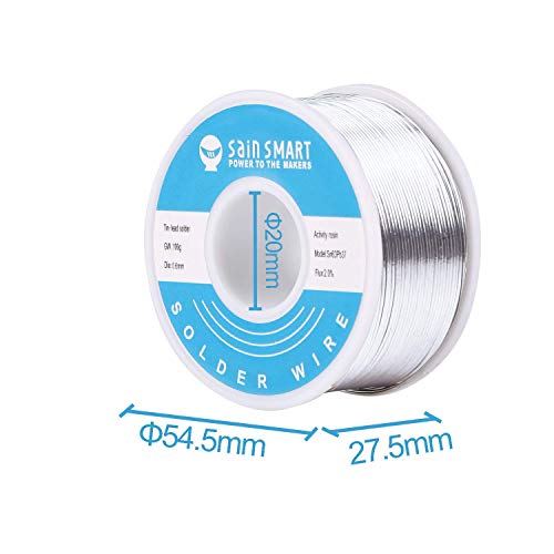 image for SainSmart 0.6mm Solder Wire 63/37 Tin/Lead Sn63Pb37 with Flux Rosin Co
