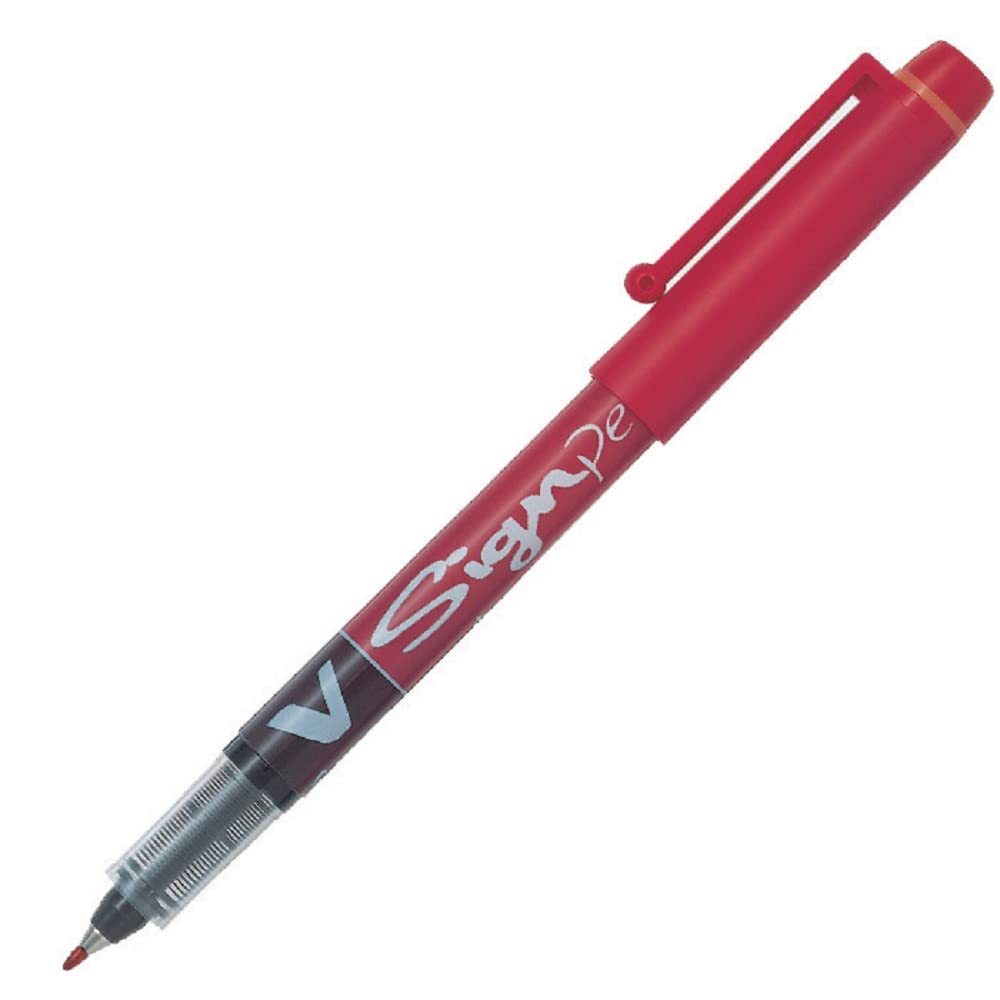 Pilot V Sign Pen Liquid Ink 2.0 mm Tip - Red, Box of 12