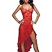 EVAbaby Sexy Plus Size Maxi Long Lingerie Deep V High Split Asymmetrical Lace Babydoll Chemise Sleepwear Set for Women