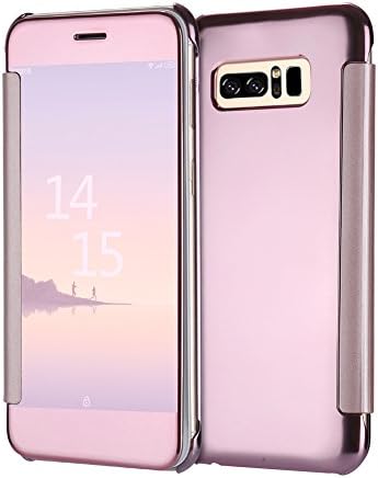 Galaxy Note 8 Case, Mirror Clear View Window Smart Sleep/Wake Up Function Flip PC Hard Case Cover for Samsung Galaxy Note 8 TOXZOA (rose gold)