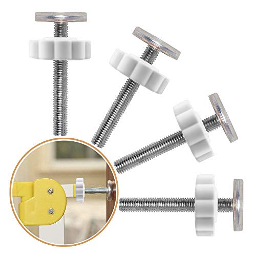 OFUN 4 Pack Pressure Gates Threaded Spindle Rods M8(8mm), 4 Pack Baby Gate Wall Cups, Walk Thru Gates Accessory Screw Bolts Kit, Replacement Hardware Parts Fit for Gates, Doorways, Stairs
