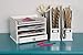 DesignOvation Francesca Desktop Organizer with Letter Trays and Drawer, 12.75x10x9, White