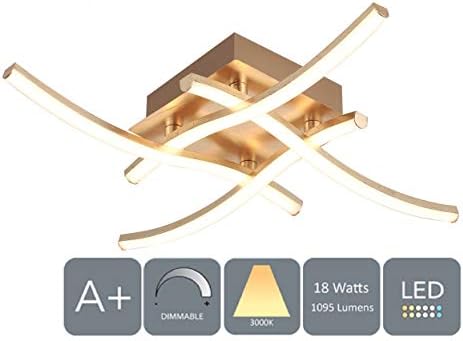 HARPER LIVING 18W LED Ceiling Light, Gold Leaf Finish, 1095 Lumens IP20, Ø: 46.5cm, H:8.5cm (3000K), Dimmable, Suitable for Living Room, Bedroom, Kitchen, Hallway, Hotel, B&B