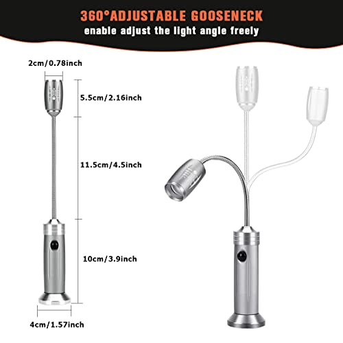 SIHIVIVE Barbecue Grill Light Magnetic Base Super-Bright LED BBQ Lights 360 Degree Flexible Gooseneck, Weather Resistant Portable Outdoor Light, 6 Batteries Included-2 Pack