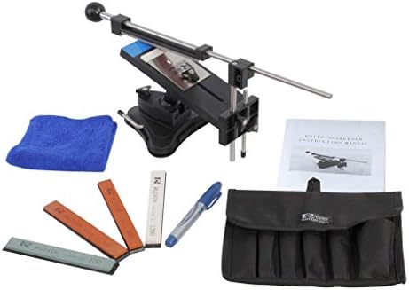 Professional Kitchen Knife Sharpener Kit Set Upgraded Fixed-angle Knife Sharpener System with 4 Bigger Sharpening Stones