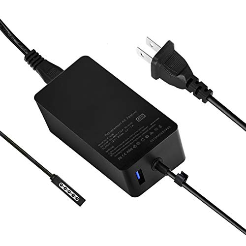 Microsoft Surface Pro Charger, 48W 12V 3.58A Surface Power Adapter for Microsoft Surface RT, Surface Pro 1, Surface Pro 2, Surface 2 1512 1514 1536 - Extra 5V/1A USB Port(48W)