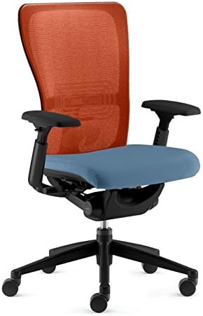 Zody Task Chair by Haworth: Basic Model - Fwd Tilt - Highly Adj 4D Arms - Standard Carpet Casters - Black Base/Black Trim/Gusto Mesh Back/Sky Tellure Fabric