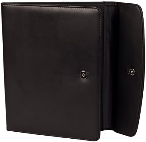 Resume Portfolio Padfolio Folder Organizer with Replaceable A4 Letter Size Writing Pad, Document Holder, Card Holder, Pen Holder and Snap Closure, Black