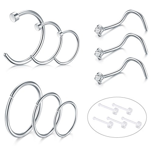 nose rings 18 gauge, Nose Rings Nose Hoops Piercing Hoops Studs Nose Ring Retainer By D.Bella