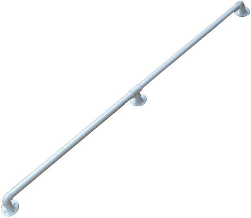 LYYFUSHOU ZHDC® Stair handrail, Iron Retro water pipes Multifunction Indoor Outdoor Bar Customizable size Black White 0.5m, 1m, 1.5m, 2m Durable, rust-proof (Color : White, Size : 2m)