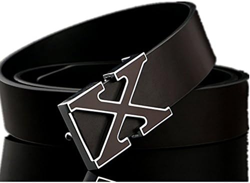 New X Men Silver Buckle Leather Business Casual Black Waist Belt Metal Plate UK