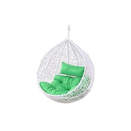 Virasat Hanging Swing Chair for Balcony for Garden Patio Single Seater White Color Swing Chair - Outdoor Furniture Ceiling Swing Chair with Connector