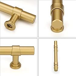 Haliwu 10 Pack Gold Cabinet Handles, Brushed Brass