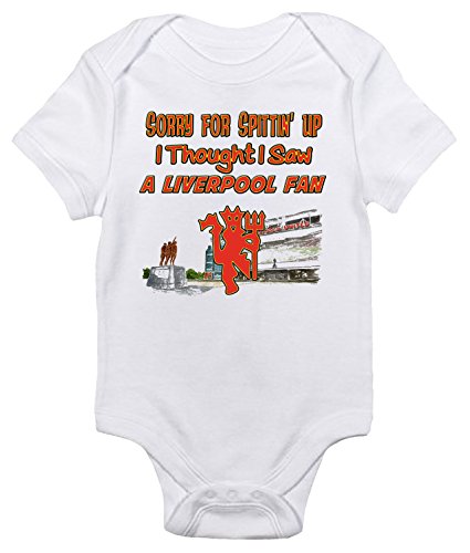 Sorry For Spittin Up Funny One-piece Baby Bodysuit for Manchester United Fans (3-6 Months, White)