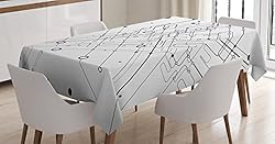 Ambesonne Abstract Tablecloth, Technology Geek