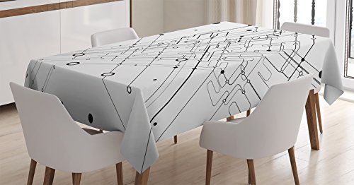 Ambesonne Abstract Tablecloth, Technology Geek