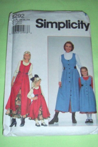 Simplicity Pattern 8292 Girls' and Misses' Jumper and Petticoat, A (XS-XL, 3-8)
