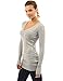 PattyBoutik Women V Neck Ribbed Tunic Knit Top (Heather Gray Medium)