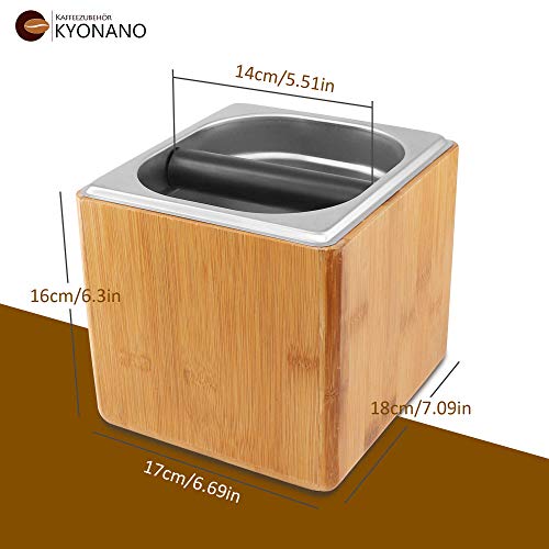 KYONANO Abklopfbehälter, Abschlagbehälter Siebträger Zubehör, Abklopfbehälter aus Bambus & Edelstahl, Knock Box… – Bild 3