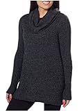 DKNY Womens Cowl Neck Tunic Pullover Sweater (Black Heather, L)
