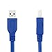 Bluwee USB 3.0 Cable - Type A-Male to Type B-Male - 2 Feet (0.6 Meters) - Round Blue