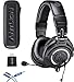 Audio-Technica ATH-M50x Closed Back Dynamic Headphones Bundle with Antlion Audio ModMic 4 with Mute Switch, USB Audio Adapter, and Y Splitter for Audio, Mic