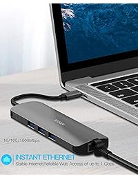 MSVII 9 en 1 USB C Hub, USB tipo C Hub 9 puertos Adaptador con Ethernet, 4K USB C a HDMI, 3 puertos USB 3.0, lector de tarjetas SD   TF, conector de audio de 3,5 mm, carga rápida de PD para Mac Book Pro y otro tipo  C Portátiles