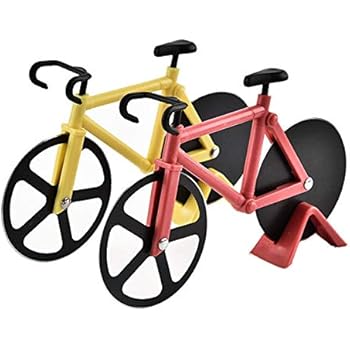 Pack of 2 Stainless Steel Bicycle Pizza Cutters Slicer - Colors may vary