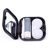 Mini Travel Cute Cartoon Beard Shape Contact Lens Case Box Container Holder Black
