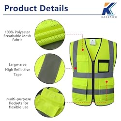 Kazsaifo Reflective Safety Vest for Men Women with