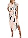 Drimmaks Women's Short Sleeve V Neck Geometric Print Casual Midi Dress with Belt
