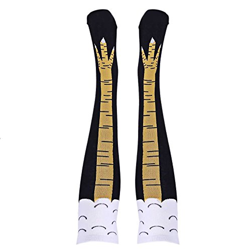 Zingyou Chicken Legs Socks, Women's Novel Knee-high Cotton Socks (Yellow)