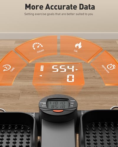 FEIERDUN 2 in 1 Vertical & Twisting Stepper, Mini Stair Stepper with Resistance Bands, 400LBS Capacity Hydraulic Fitness Stepper with LCD Monitor