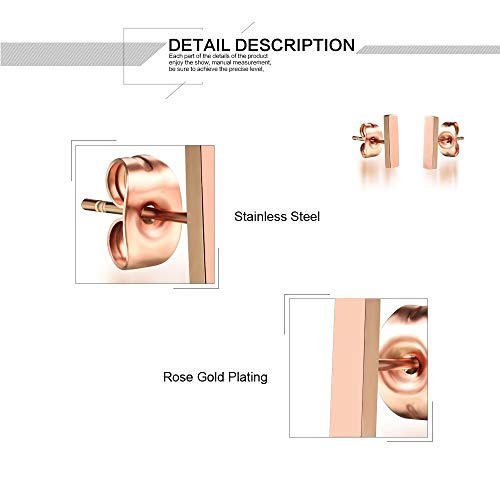 UHIBROS 6 Pairs Stainless Steel multiple styles Hypoallergenic Rose Gold cute Star Ball Heart Stud Earrings Set for women and girls