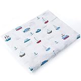 Muslin Swaddle Blankets Silky Soft 100% Cotton Absorbent 1 Pack 47×40 inch Large Muslin Swaddle Baby Shower Gift for Girl and Boy (Color NO5)