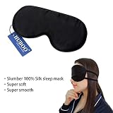 Sleep Mask Soft Natural Silk Eye Mask for Sleeping Blindfold Eye Covers with Double Adjustable Strap for Men and Women - Black