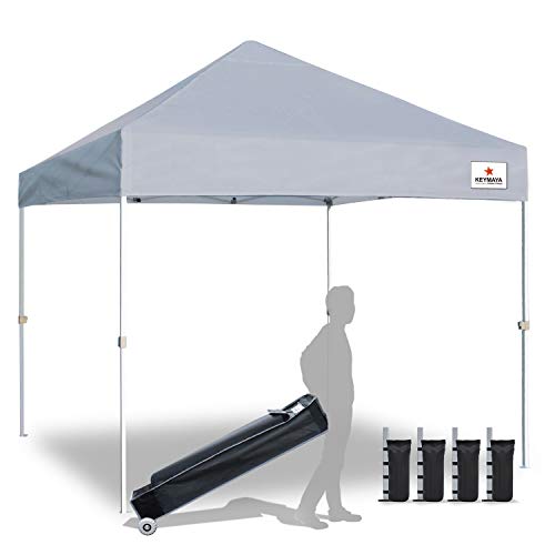 Keymaya 10x10 Ez Pop Up Canopy Tent Commercial Instant Shelter Canopies Bonus Heavy Duty Weight Bag 4-pc Pack (Grey) - Thumbnail 7