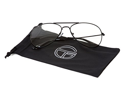 Gravity Shades Clear Lens Aviator Sunglasses, Black/Gold/Silver