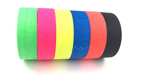 6-Pack Fluorescent Neon Gaffer Tape UV Blacklight Reactive Decorative Tape for Halloween Decorations, Glow Dance Party, Theatre Show