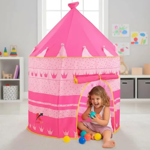 Barraca Infantil Cabana Infantil Menina E Menino Tenda Cabaninha Dobravel Castelo Das Princesas E Príncipes [ K-SELL IMPORTS ] (Rosa)