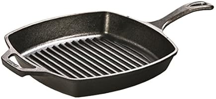 Lodge L8SGP3 Cast Iron Square Grill Pan, Pre-Seasoned, 10.5-inch