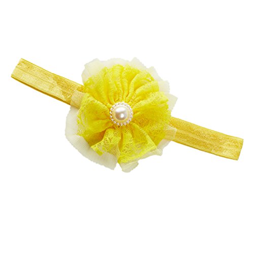 Newborn Baby Photography Props - Long Ripple Wrap Blanket and Lace Beads Headband (MatWrapSet-Yellow+White, OneSize)