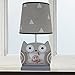 Bedtime Originals Little Rascals Owl Picture Frame Lamp with Shade & Bulb, Gray/White
