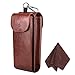 Fintie Double Glasses Case with Carabiner Hook, Portable Vegan Leather Eyeglass Case Anti-scratch Sunglasses Pouch, Brown