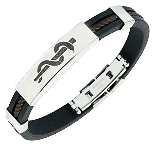 SEVERE ALLERGIES - EPIPEN CARRIED-Medical Alert Bracelet Medi-Tag Black/Brown Rubber Stainless Steel Medical ID Band by Medi-Tag