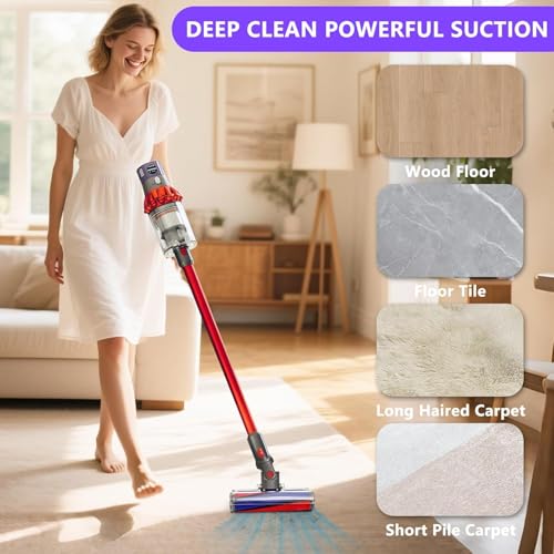 Soft Roller Brush Head for Dyson V7 V8 V10 V11 V15 SV10 SV11 SV11 SV12 SV14 Cordless Vacuum Cleaner Replacement Accessory for Dyson Quick Release Vacuum Cleaner Head Suitable for Hard Floor