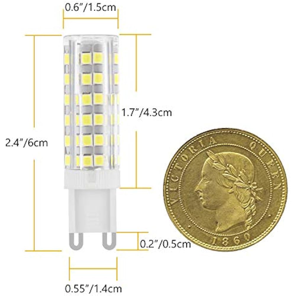 G9 LED Light Bulbs, 6W (50W Halogen Equivalent), 500LM, Daylight White